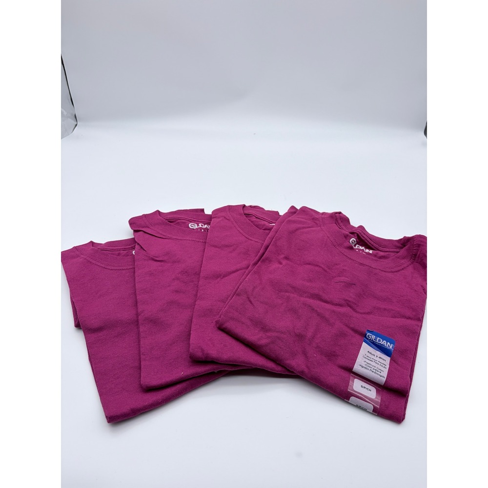 Gildan T-Shirt Adult Small Berry 4 Pack Cotton Short Sleeve Crew Neck Plain Tee